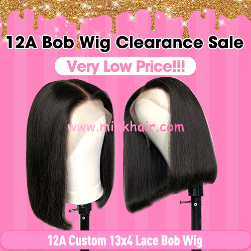 Clearance Sale! Custom 12A Brown Lace Bob Wig 13x4 Full Frontal Bob Wig 150% 180% Density Human Raw Hair Wigs (Ready to Ship)