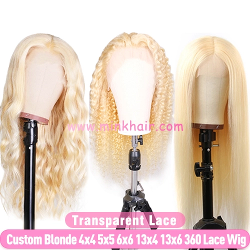 Custom 613 Blonde 4x4 5x5 6x6 13x4 13x6 360 Transparent Lace Full Frontal Closure Wig (Ready to Ship)