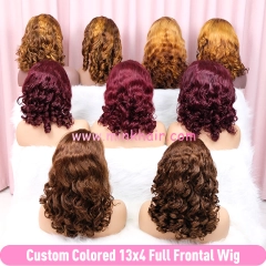 Custom Transparent 13x4 Full Frontal Wig #4/27 #4/27/4 #99J Color 150% 200% 250% Density