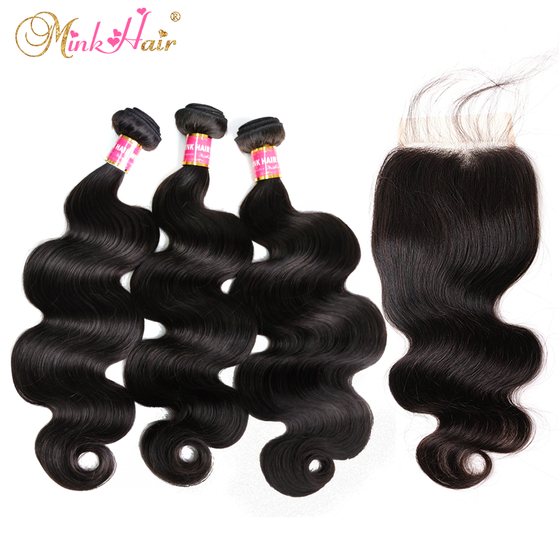 Mink Hair Body Wave 3 Bundle Deals With Lace Closure Frontal Hair Brazilian Wholesale