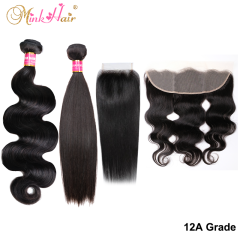 12A Grade Mink Raw Hair 100% Human Hair Body Wave Silky Straight