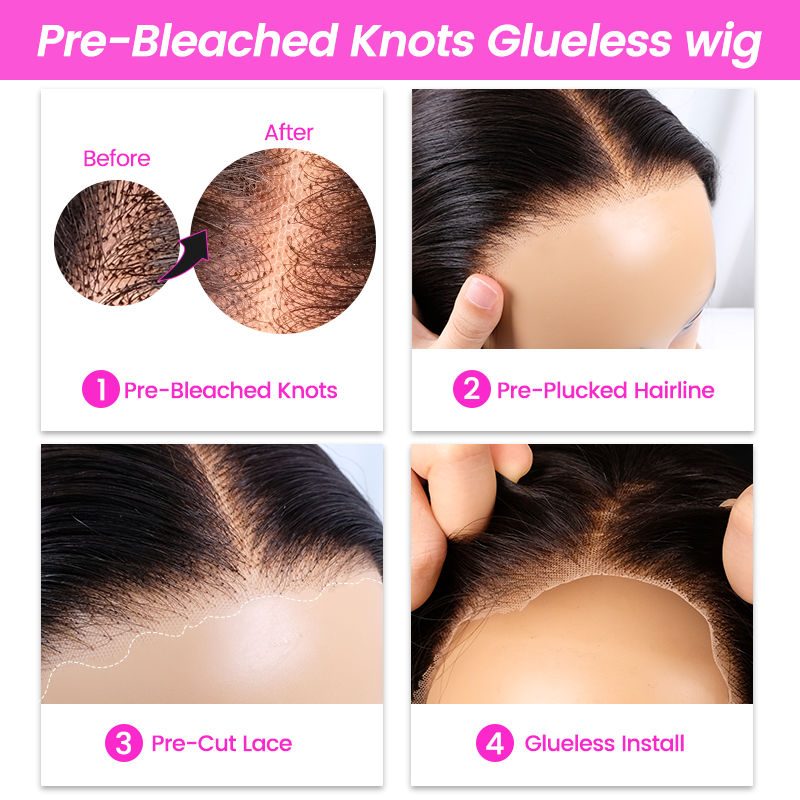 New Wear Go Wigs Bleached Knots Glueless Transparent Lace Full Frontal Wigs Closure Wigs