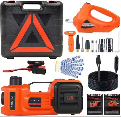 Portable Car Jack and Electric Wrench Set