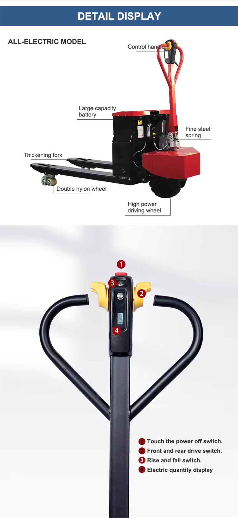 Lithium Battery Off-road Hand Pallet Trucks Hydraulic Electric Lifter