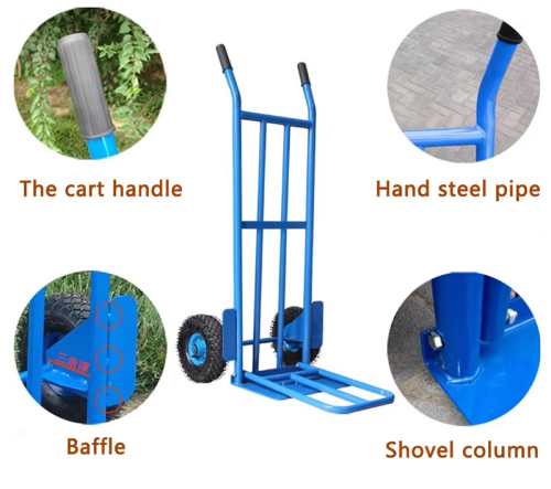 Steel Hand Truck, Hand Cart Trolley Dolly with Pneumatic Wheel