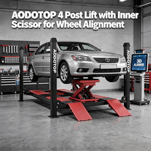 4000kg Four Post Car Lift with Electric Trolley for Wheel Alignment Garage