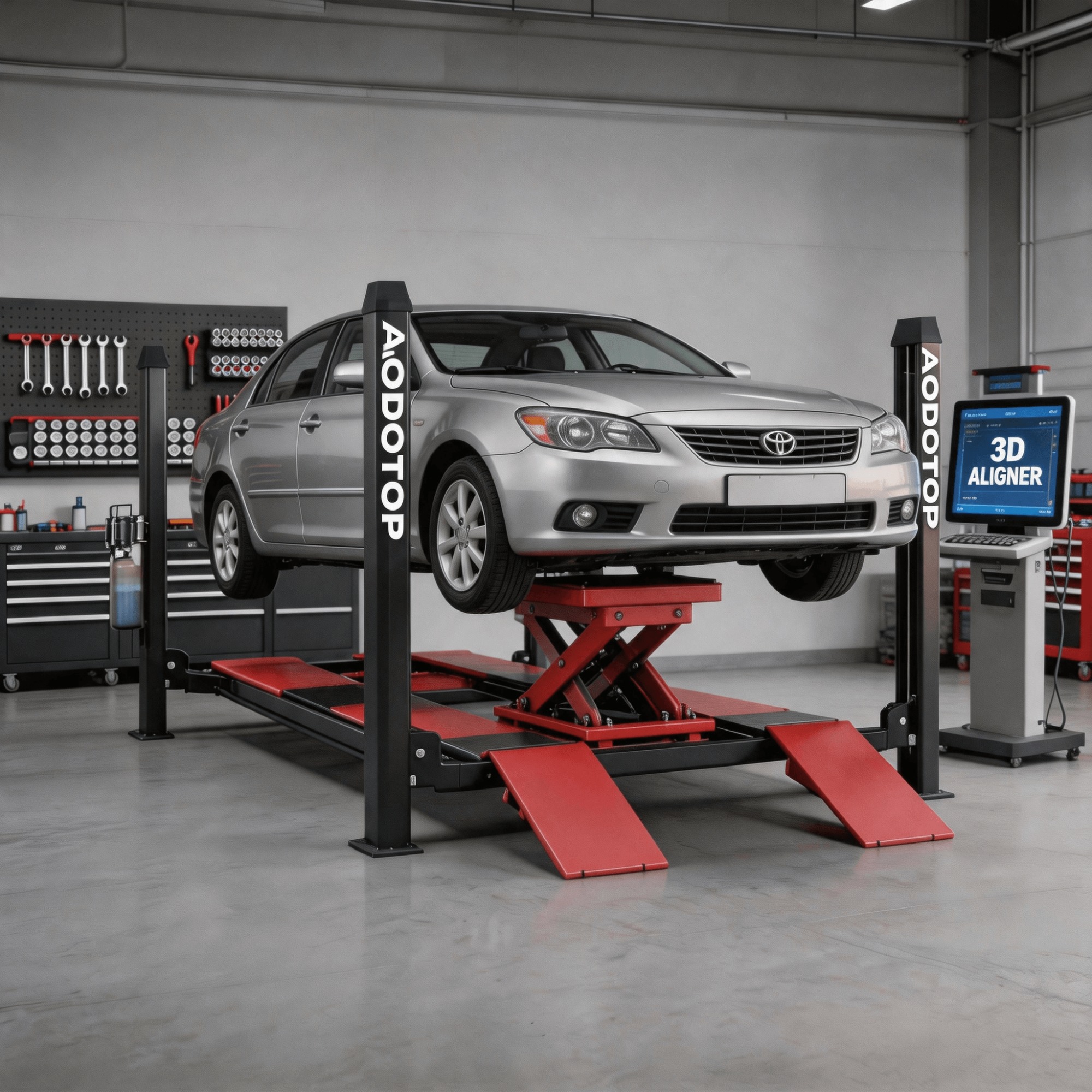 4000kg Four Post Car Lift with Electric Trolley for Wheel Alignment Garage