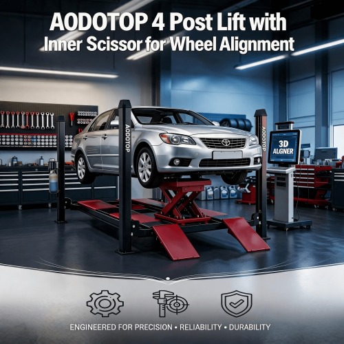 4000kg Four Post Car Lift with Electric Trolley for Wheel Alignment Garage