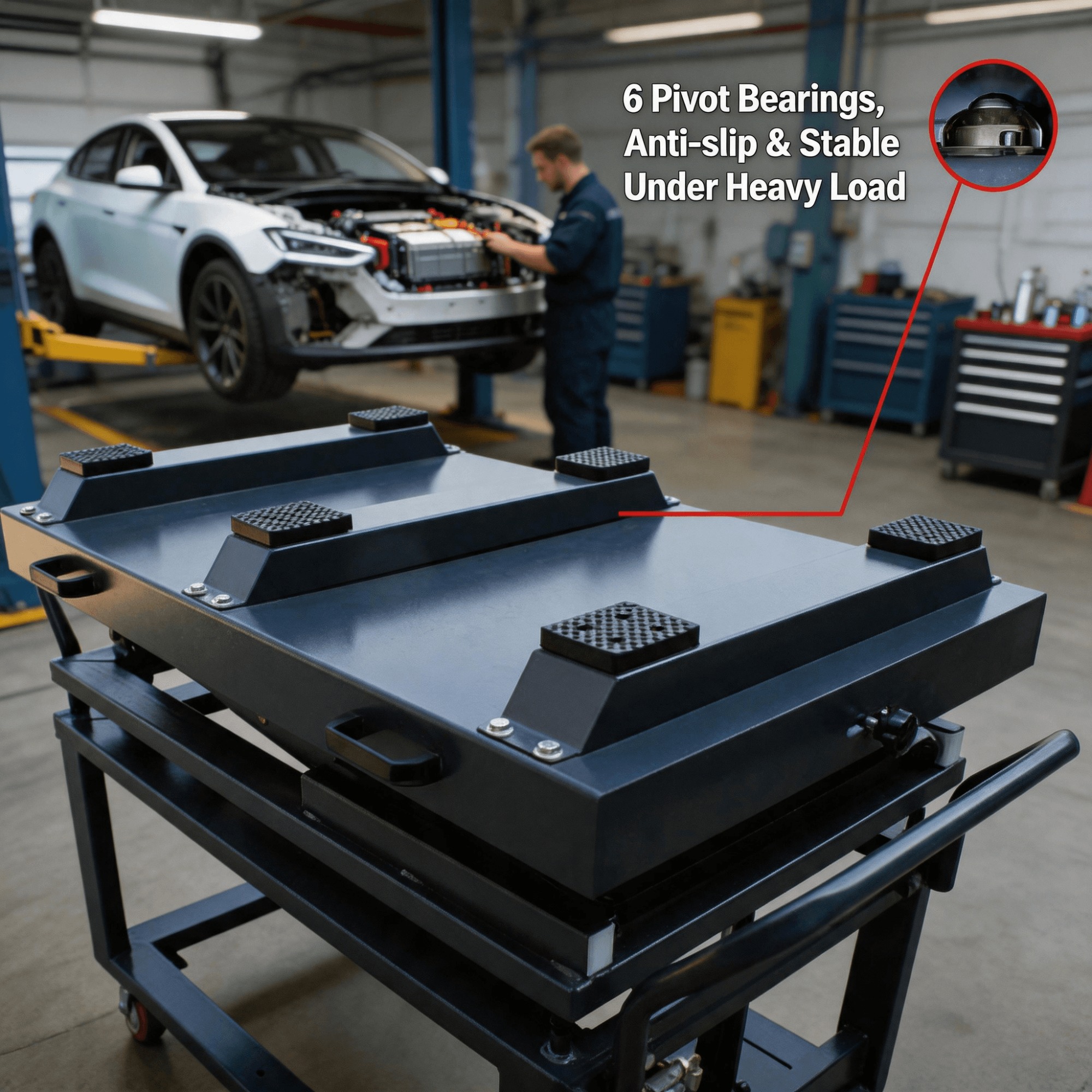 Portable Hydraulic Lift for EV Battery Removal and Maintenance