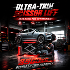 3500kg Scissor Type Hydraulic Ultra-Thin Scissors Car Lift with Lifting Height 1990mm