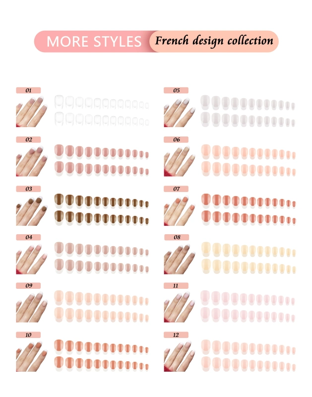 AIERFEI Q956 24pcs French oval nails