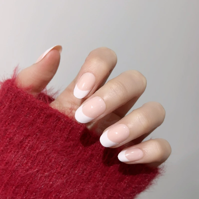 AIERFEI Q956 24pcs French oval nails