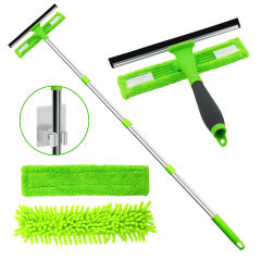Window Squeegee Cleaner,2 in 1 Window Cleaning Tool with 67'' Telescopic Window Cleaning Tool Indoor/Outdoor High Window Car Glass
