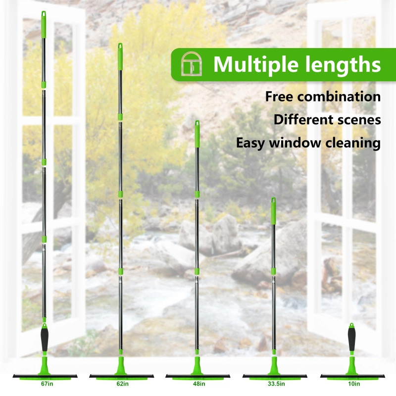 Window Squeegee Cleaner,2 in 1 Window Cleaning Tool with 67'' Telescopic Window Cleaning Tool Indoor/Outdoor High Window Car Glass