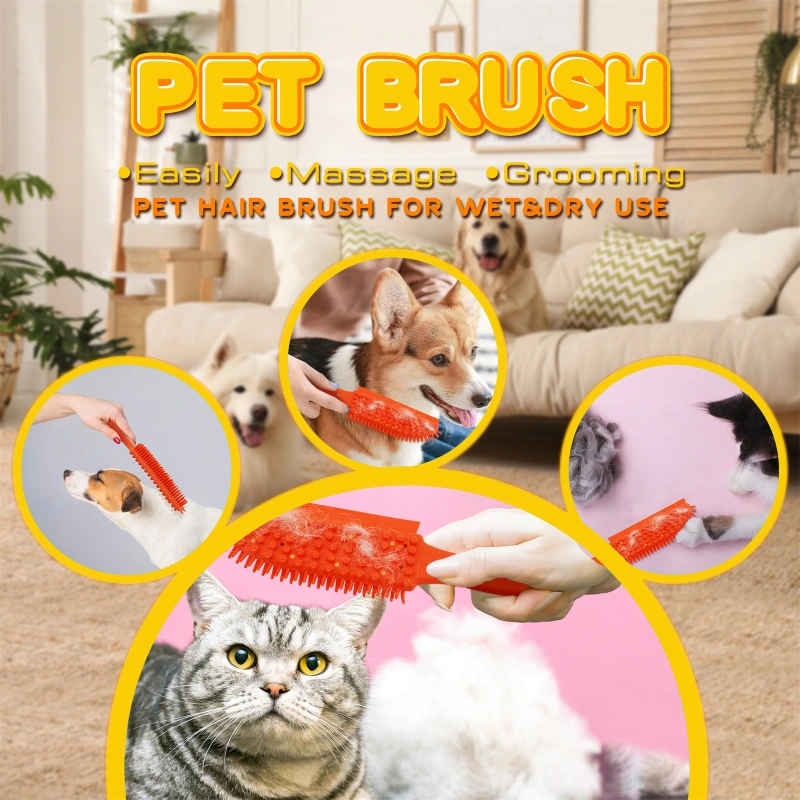 ubber Broom for Pet Hair Remover, Carpet Rake Fur Remover Broom with Squeegee, Carpet Rake for Pet Hair Removal, Pet Hair Rubber Broom for Fluff Carpet, Hardwood Floor, Tile, Window