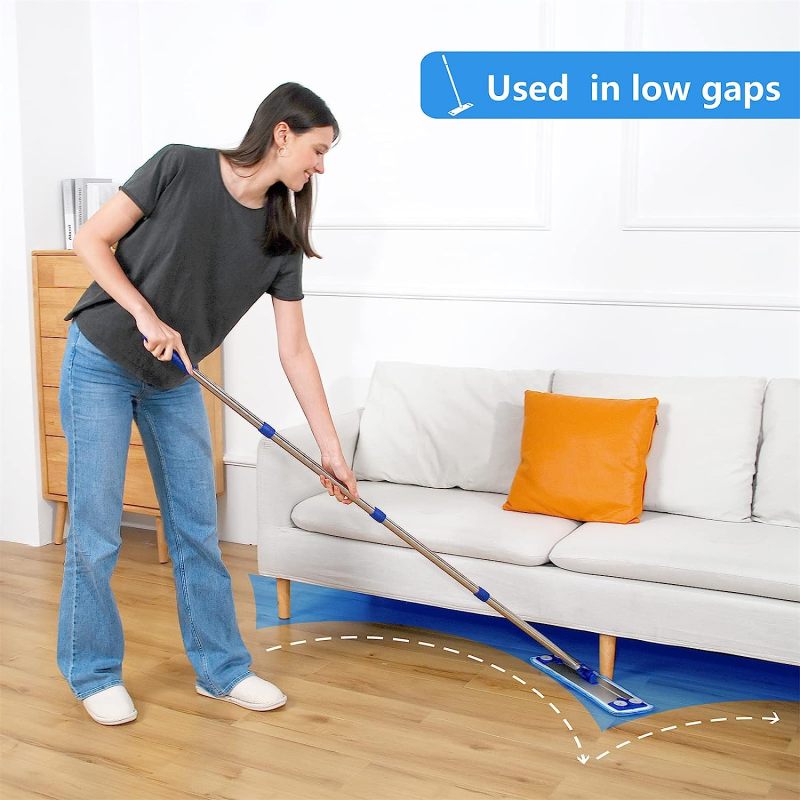 18&quot; Mops for Floor Cleaning, Microfiber Mop with 57&quot; Stainless Steel Handle,4pcs Mop Pads and 20pcs Non-Woven Fabric and a Mop Pad Brush ,Dust Mop for Hardwood,Laminate,Tile,Floor Cleaning