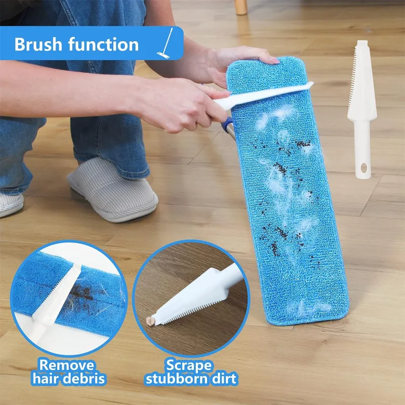 18" Mops for Floor Cleaning, Microfiber Mop with 57" Stainless Steel Handle,4pcs Mop Pads and 20pcs Non-Woven Fabric and a Mop Pad Brush ,Dust Mop for Hardwood,Laminate,Tile,Floor Cleaning