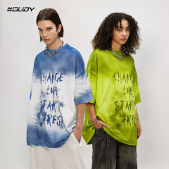 #OVDY 24SS American street short-sleeved cotton hand-painted gradient design lovers oot