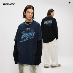 #OVDY 24SS Contrast stitching fake two-piece long sleeves