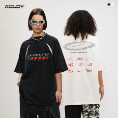 #OVDY 24SS Quick attack retro worn-out inkjet short sleeves