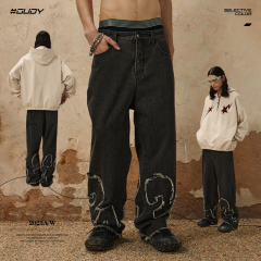#OVDY 23FW Raw edge patch washed jeans