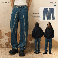 #OVDY 23FW Mottled striped washed jeans