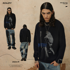 #OVDY 23FW Irregular splicing round neck sweater
