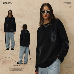 #OVDY 23FW Wormhole spray-painted round neck sweater