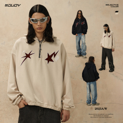 #OVDY 23FW Patch embroidered half zipper hoodie