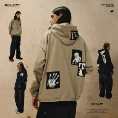 #OVDY 23FW Raw edge printed patch hoodie