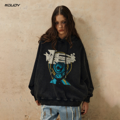#OVDY 23FW Cracked printed washing hoodie