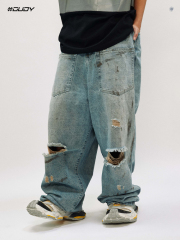 #OVDY 24SS Reverse design to make dirty washed jeans with holes
