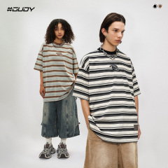 #OVDY 24SS Patch embroidery waste soil wind stripe short sleeve