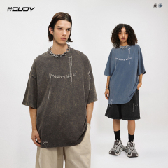 #OVDY 24SS Flying line design English embroidery washing vintage old short sleeves