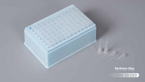20 μL-Beckman用チップ 透明-ノンフィルター-ラック入り-滅菌済み