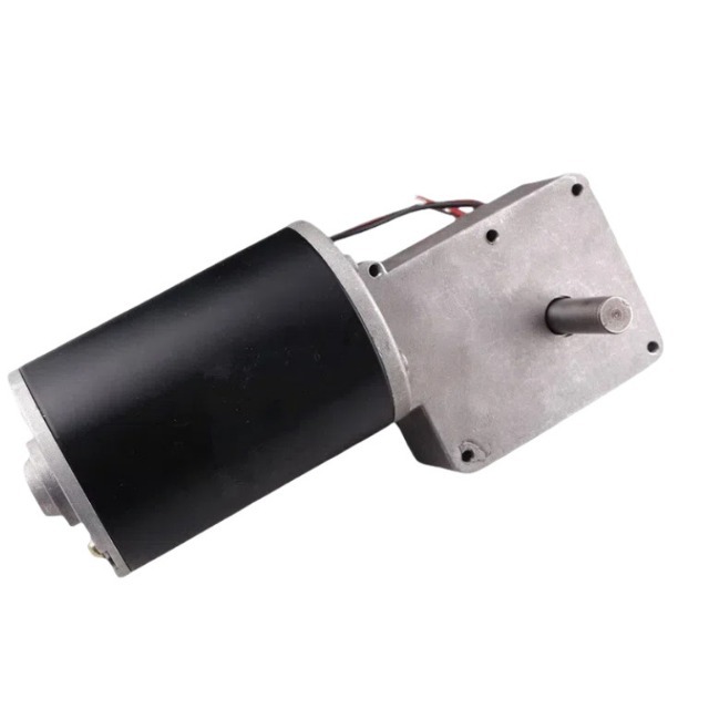 76mm Large Torque Double Shaft Medical Lifting Motor 24V Brushed DC Worm Gear Reducer Motor China