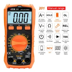 VICTOR 201 202 203 205A Digital Multimeter , Auto DMM Tester With NCV LIVE Function,measuring DCV, ACV, DCA, ACA, resistance, capacitance, frequency, temperature, diode, continuity test,Capacitance meter NEW portable multimetro