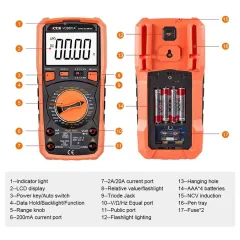 VICTOR 9801A+ 9804A+9806+ 9807A+ 9808+ 980+ Digital Multimeter,15 seconds delay backlight，load protection，measuring DCV, DCA, AC true RMS measurement, resistance, capacitance, conductance, triode, diode/continuity automatic identification function