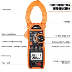 VICTOR 610B+ 610C+ Digital Clamp Meter,measuring DCV, ACV，Low Z (AC V), ACA,DCA，Resistance, Diode and Continuity Test, Capacitance，Frequency，Duty cycle，Temperature，Live Wire test ，NCV Measurement