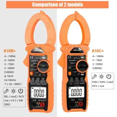 VICTOR 610B+ 610C+ Digital Clamp Meter,measuring DCV, ACV，Low Z (AC V), ACA,DCA，Resistance, Diode and Continuity Test, Capacitance，Frequency，Duty cycle，Temperature，Live Wire test ，NCV Measurement