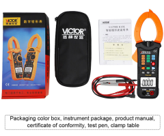 VICTOR 610L Digital Bluetooth Clamp Meter, measure AC/DC voltage, AC current, low-pass filter voltage/current, surge current, peak voltage/current, continuity test, capacitance, non-contact AC voltage induction measurement ((NCV).