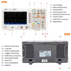 VICTOR 1100S 1050S Two Channels Benchtop Digital Storage Automatic Oscilloscope,Handheld Oscilloscope Multimeter ,2CH Dual Channel ,USB interface,50/100MHz Waveform Generator Multimeter,support scpi communicationm,7-inch high resolution LCD