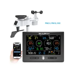 NicetyMeter (0371-020T) 7-in-1 Wi-Fi Weather Station ,Outdoor Weather Forecast, PM2.5 Air Quality ,Co2 ,Wind Gauge, Hygrometer ,Therometer ,Monitor,Moon phase ,Alarm clock