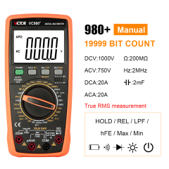 9806+ 9807A+ 980+ 19999 Counts Digital Multimeter