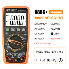 9806+ 9807A+ 980+ 19999 Counts Digital Multimeter