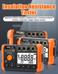 VICTOR 60B+ 60D+ 60E+ (2022 version) Digital Insulation Rresistance Testers,DC/AC Voltage Testing (20-1000V, 20-1500V) and Resistance accuracy 5％+5，4999/1999 Counts LCD Display