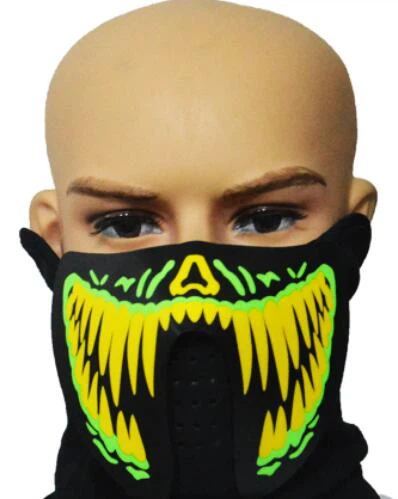 Light Up EL Mask - Big Bloody Mouth With Big Teeth