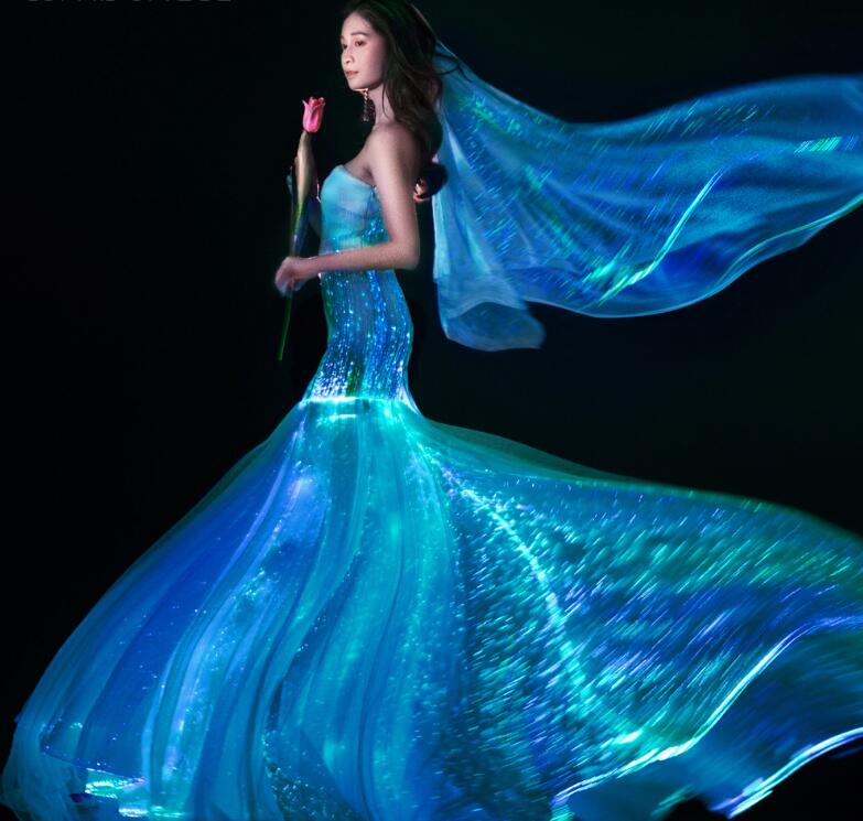Optical Fiber Lighting Wedding Dress