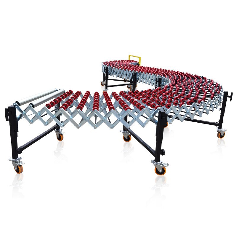 China Promotional Products Skating Roller Conveyor Gravity Flexible Carbon Steel Slipper Telescopic Conveyor