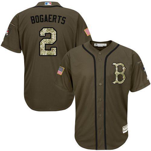 Red Sox #2 Xander Bogaerts Green Salute to Service Stitched Baseball Jersey